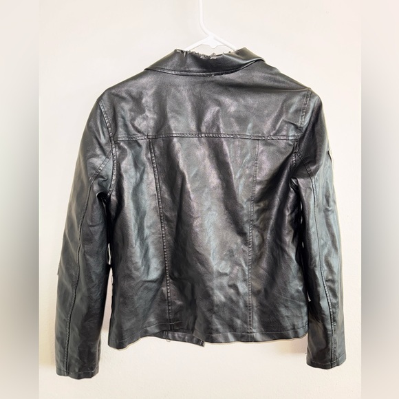 Black Faux Leather Hot & Delicious Jacket w/ Lots of Patches size Small - Picture 3 of 8